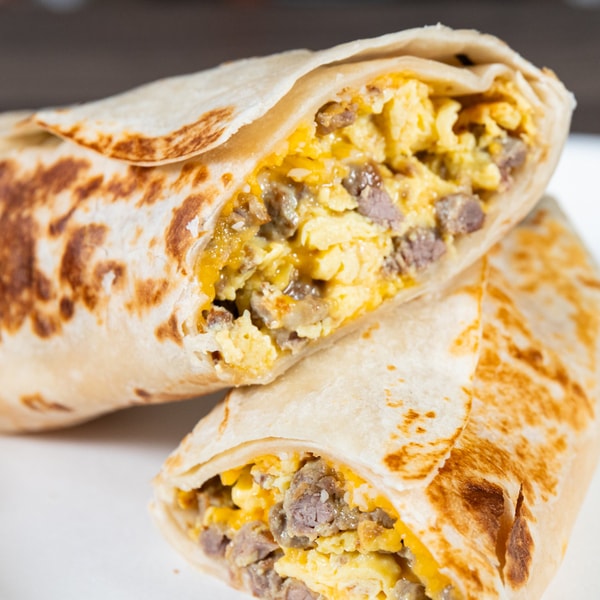 Steak breakfast burrito